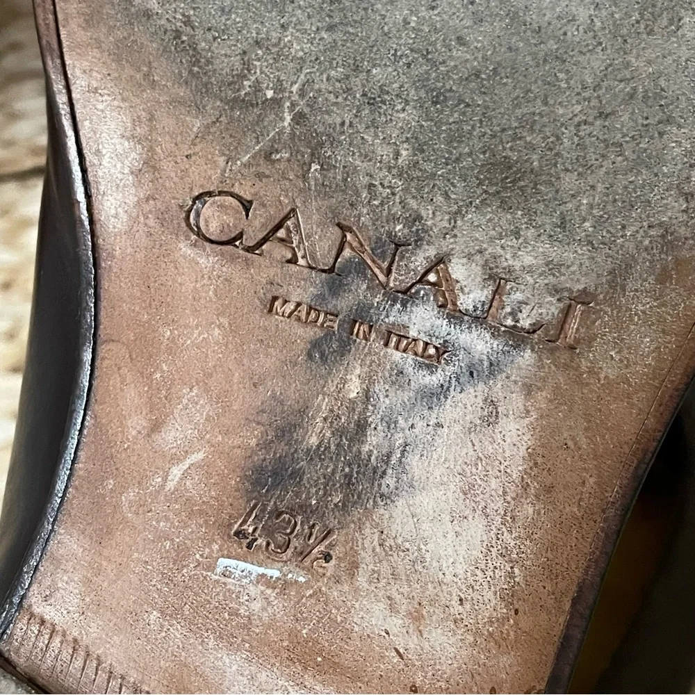 Canali Shoes Mens Size 43 1/2 Captoe Oxblood Dress‎ Made in Italy